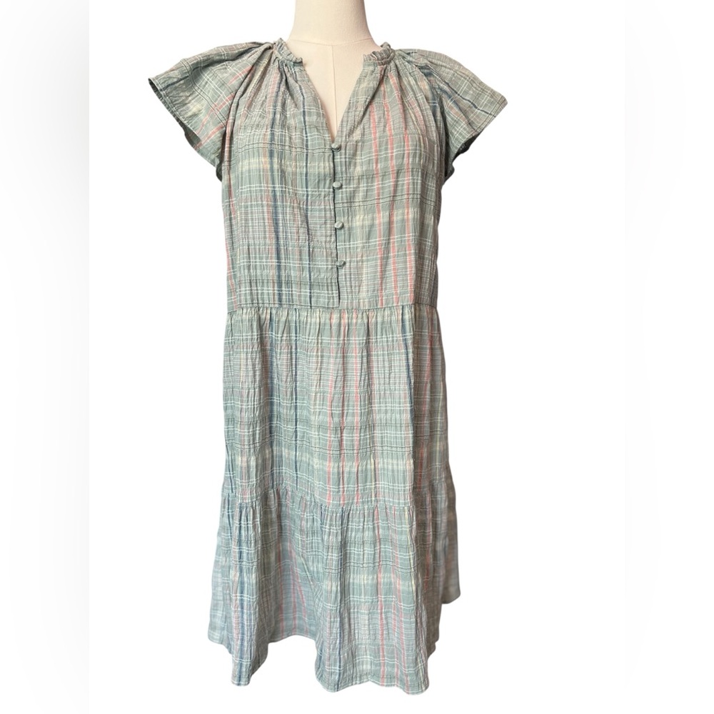 💚 EUC ANN TAYLOR LOFT Plaid Tiered Swing Dress | Women’s Size Small